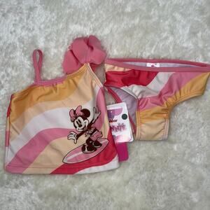 NWT Disney Minnie 2-Piece Toddler Ruffle Strap Tankini/Bikini Set 12M